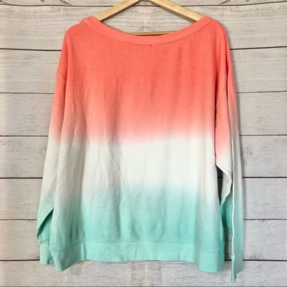 Splendid Dip Dye Ombre Waffle Knit Thermal Long Sleeve T-Shirt M - Picture 5 of 5
